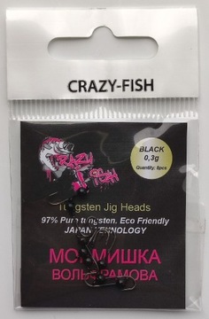 Crazy Fish Tungsten Jig Head 0,3g BLACK Color