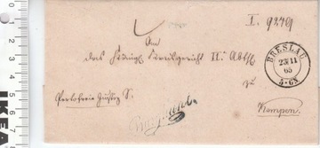 Niemcy Breslau Kempen list koperta unikat 1865 rok