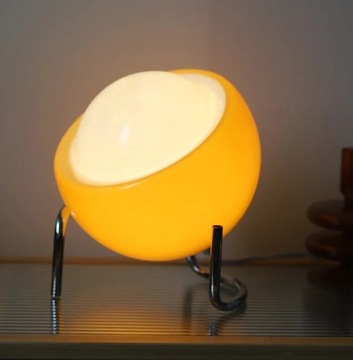 Lampa bauhaus szklana pomarańczowa grzyb LED USB