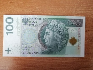 Banknot 100 zł seria EF  777