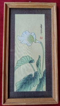 Chiny Japonia obraz kwiaty malowane na jedwabiu 3