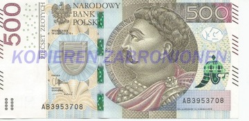 BANKNOT 500 PLN złotych NBP - SERIA AB 38537708