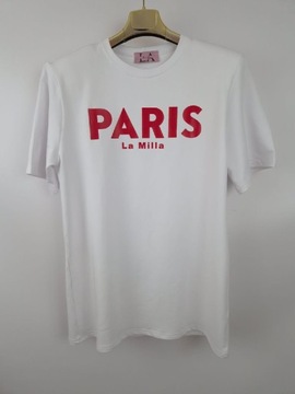 T-shirt biały PARIS z czerwonym nadrukiem La Milla