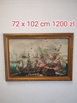 Obraz aksamitowy okręty na morzu 