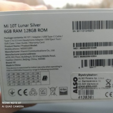 Xiaomi Mi 10T Lunar Silver 6GB RAM 128G ROM