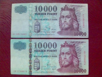 Banknoty Węgry Forint 10000 HUF x2 _ dowóz za 0zł*