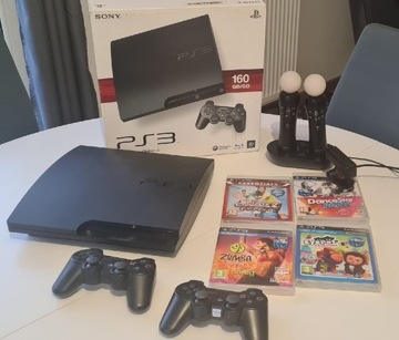 Playstation 3 160gb super stan + move + gry 