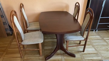 Stół duży 125x90 + 4 krzesła solidny rozkładany