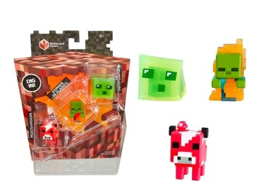 3figurki Minecraft CUBE MOOSHROOM ZOMBIE IN FLAMES