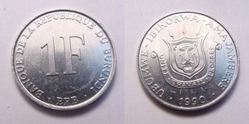 Burundi 1 frank 1990 r. PIĘKNA! Rzadkość!