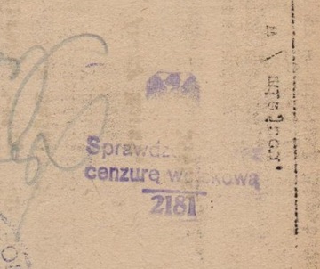 Cenzura wojskowa nr 2181 - Poznań 1945 rok