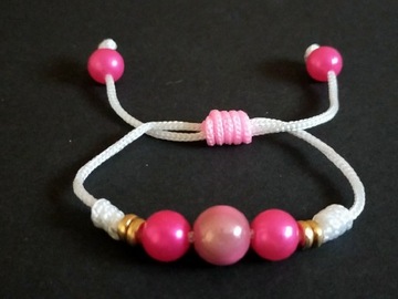 Biało - różowa bransoletka ze sznurka 