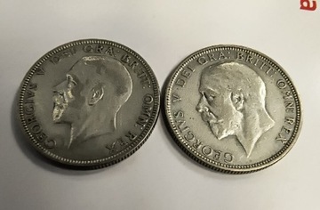 2 x floren dwa szylingi Georg V 1931/36 komplet 2 szt srebro