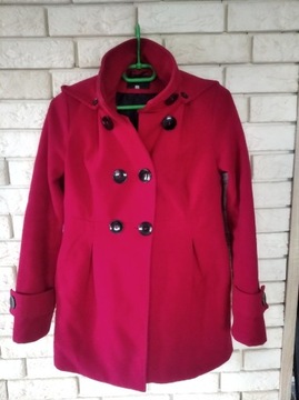 Czerwony płaszcz damski jesienno-zimowy rozmiar S