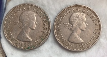 Elizabeth II dwie monety jeden szyling z 1956 roku