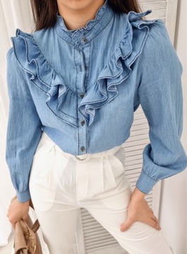 Jeansowa bawełniana koszula Rozmiary niebieska 
