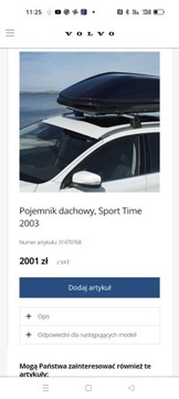 box pojemnik dachowy Volvo Sport Time 2003