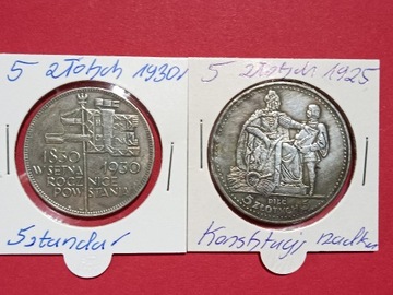 Monety kolekcjonerskie 5zł.1925,1930 Kostyt,Sztand
