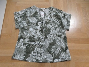 H&M  nowa bluzka palmy liście M khaki