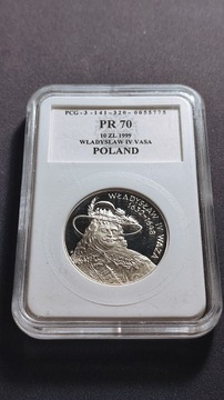 10 ZŁ POLSKA ZYGMUNT 4 WAZA 1999 ROK AG 0.925