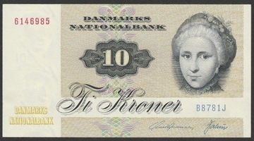 Dania 10 koron 1972 - stan bankowy UNC