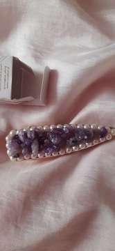 Spinka do włosów Crystallove Amethyst z ametystem