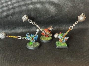 3x Goblin Fanatic z kulą Painted Tabletop Orc Goblin Warhammer