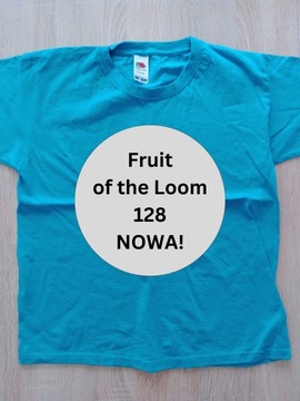 T-shirt koszulka niebieska Fruit of the Loom 128 nowa