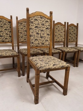 Komplet 6 krzeseł dębowych