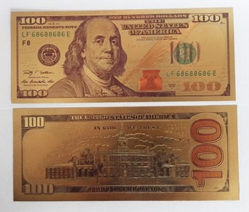 Pozłacany banknot kolekcjonerski 100 Dolarów