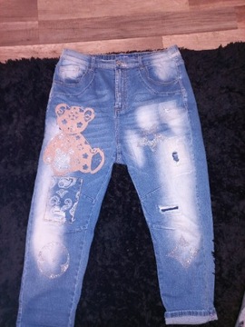 Spodnie jeansy z misiem