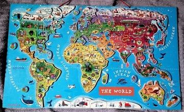 Puzzle magnetyczne JANOD 92 elementy Mapa świata