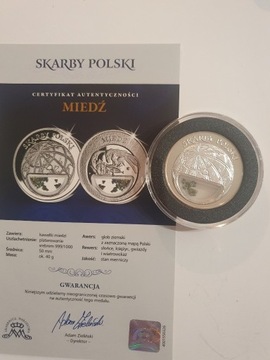 Skarby Polskiej Ziemi MIEDZ numizmat 50mm.