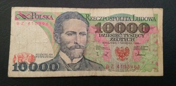 Stary banknot Polska 10 000 zł 1988 rok PRL 