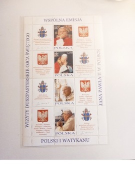 Jan Paweł II Wspólna emisja Polski i Watykanu 188 blok kolekcja znaczki 