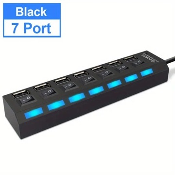 Hub USB 7 Portów LED 2.0 Adapter