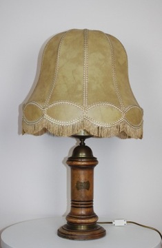Stylowa lampa stołowa z abażurem, stan BDB