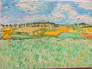  Pole krajobraz kopia olejna wg Van Gogh'a 30/40 