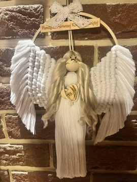 Aniołek makrama prezent na pamiątkę l komunii