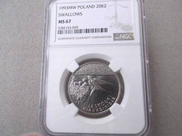 20000 zł. 1993 Jaskółka   NGC  MS67