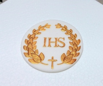 Dekoracja komunijna na tort Hostia Komunia IHS