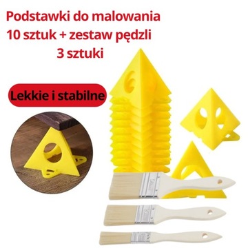 Podkładki trójkąt stojaki malarskie 10szt +3pędzle