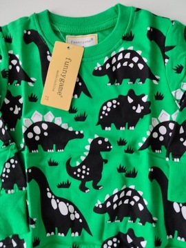Bluza chłopięca dinozaury 98 zielona 