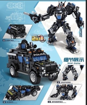 Klocki Transformers policjant/samochód 941 elementy DZIEŃ DZIECKA
