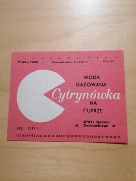 Etykieta Cytrynówka WWG Radom 