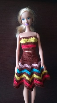 Komplet, top, spódniczka, ubranko dla lalki Barbie