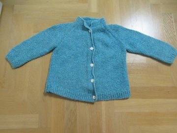Sweter handmade vintage turkus niebieski 110 104