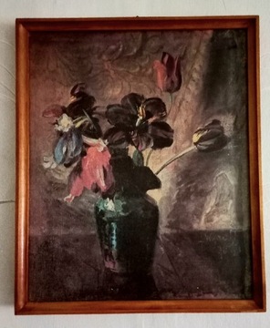 L.Wyczółkowski obraz kwiaty wazon 