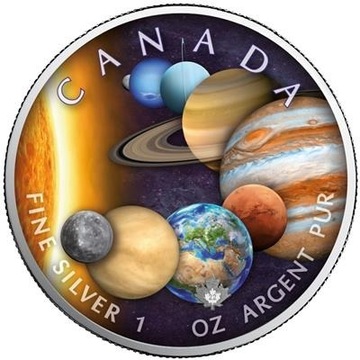 Maple leaf srebrne 5 dolar kanadyjski 2022 planety
