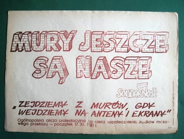 SOLIDARNOŚĆ plakat MURY 1981 bibuła drugi obieg